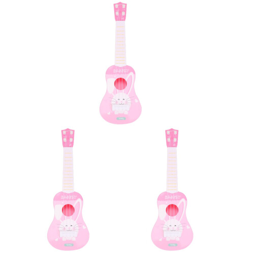 3 Pcs Plastic Cartoon Rabbit 4 String Guitar Toy For Kids 2