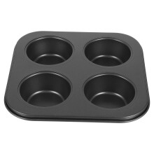 4Pcs Premium Steel Muffin Pan Tray Non-Stick Cupcake Baking Mold Black