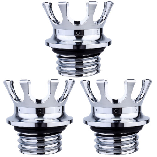 3Pcs Silver Aluminum Motorcycle Fuel Cap Durable 1