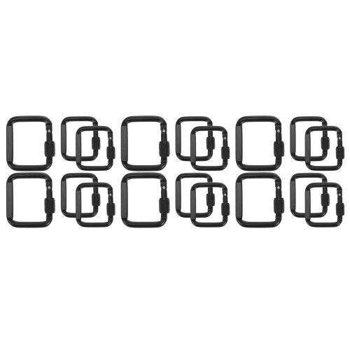 18Pcs Black Metal Square Snap Hook Carabiner Clips Locking Key Holders 2