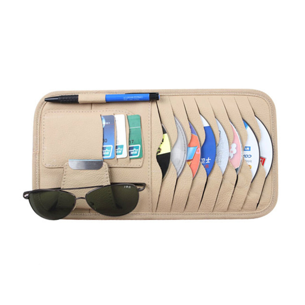 2Pcs Car Sun Visor Organizer With Cd And Sunglasses Holder (Beige) Beige 3631253769870
