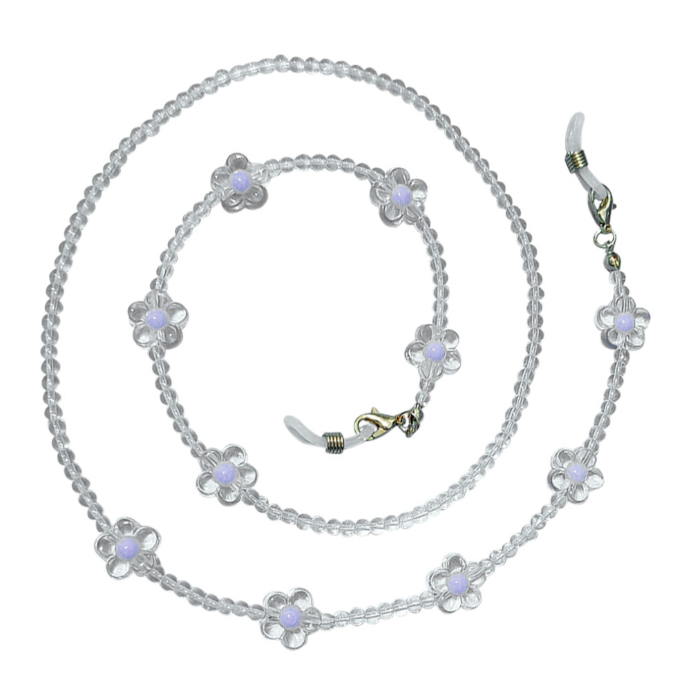 Villcase 2 Pcs Transparent Floret Beads Eyeglasses Necklace Anti-Lost Chain