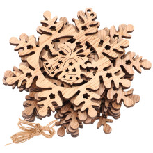 3Sets DIY Beige Wooden Christmas Tree Pendants for Holiday Decor