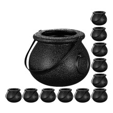 48Pcs Black Candy Kettles Plastic Halloween Party Trick Or Treat Pots