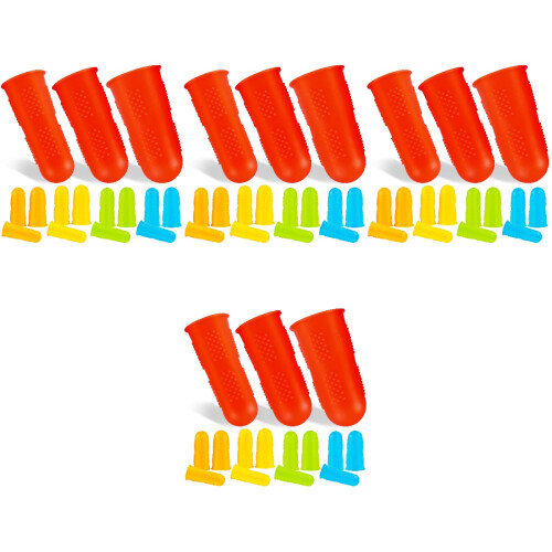 Orange Silicone Finger Covers Gardening Craft Projects 60pack 2