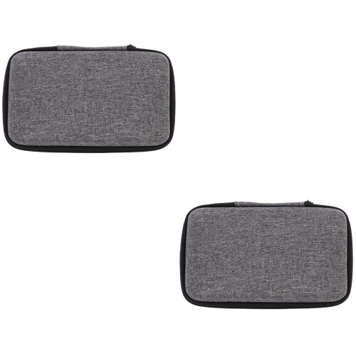 2Pcs Grey Digital Product Storage Case Waterproof Portable Cable Bag 2