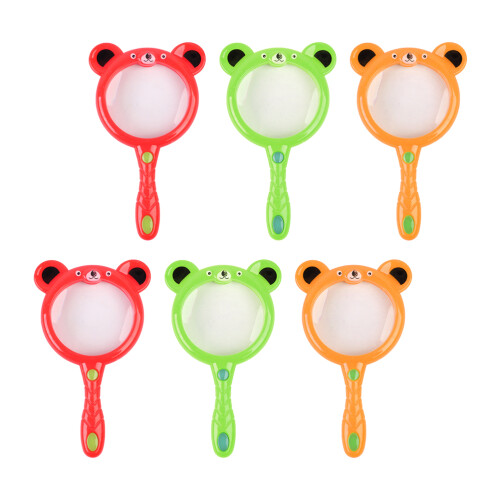 12Pcs Plastic Handle Design Magnifier Cartoon Bear Portable Home Use 1