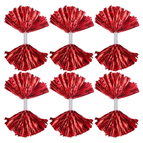 Red Cheerleader Pompoms Pet Plastic Elegant Design For Ce 4pcs