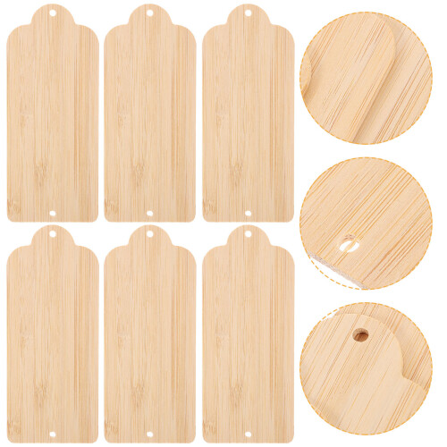 20Pcs Unfinished Bamboo Rectangular Cutouts DIY Writable Tags for Kids 2