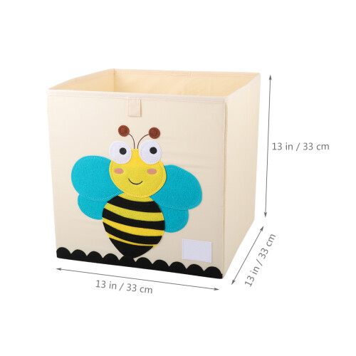 2Pcs Foldable Clothes Storage Box Beige Cartoon Pattern Storage Cube 1