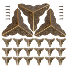 Antique Corner Protectors 35pcs Vintage Brass Finish Iron Brackets with Screws for Wooden Boxes and Furniture