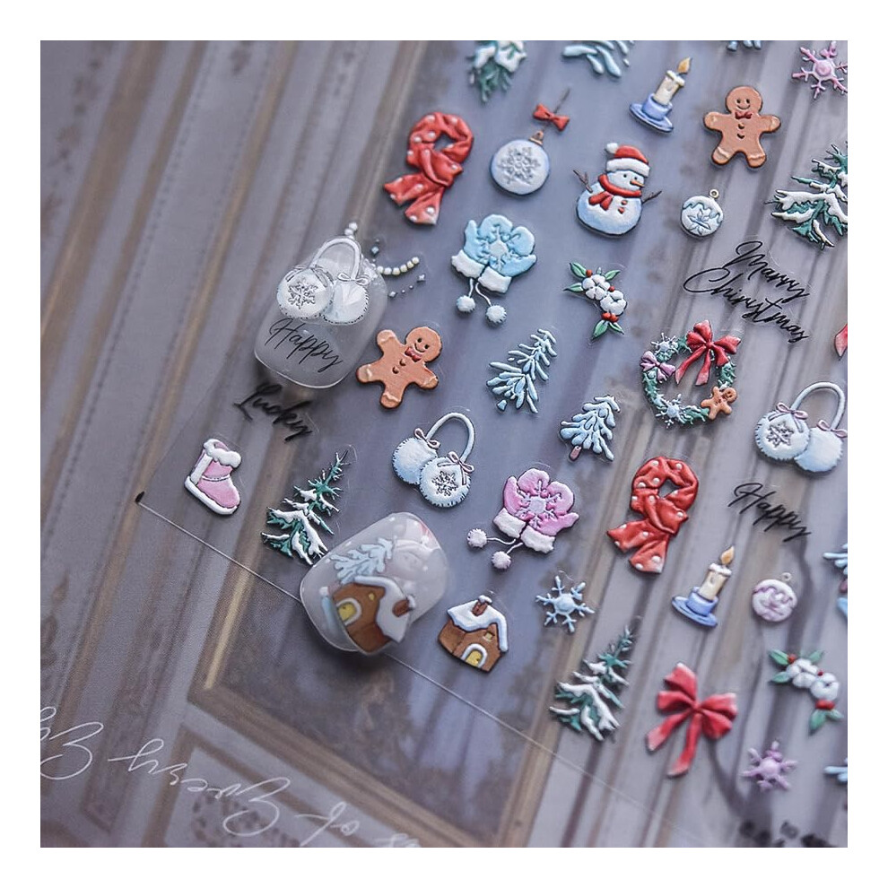 Christmas Nail Stickers 5D SelfAdhesive Snowflake and Xmas Tree Decals for Acrylic Nails DIY