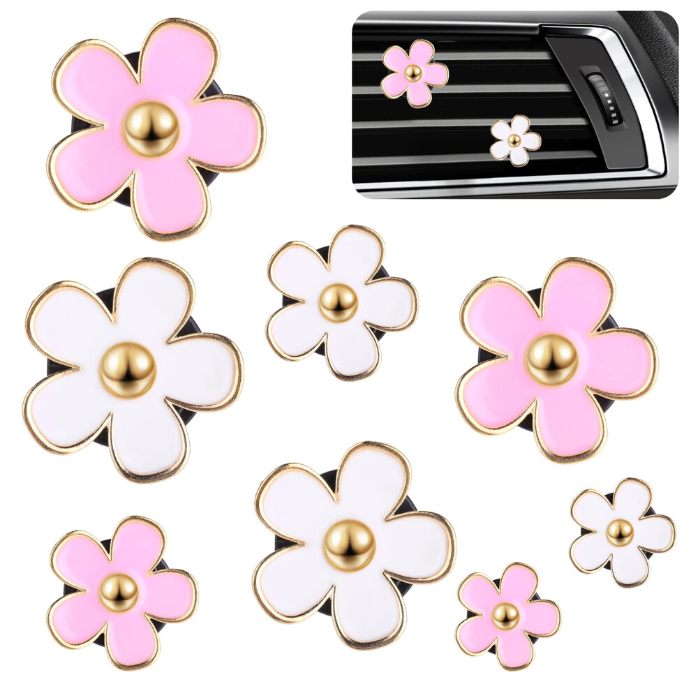 8Pcs Daisy Flower Car Air Freshener Vent Clips Cute And Car Accessories For Women Ref: 5380 Pink/White 9113335601376