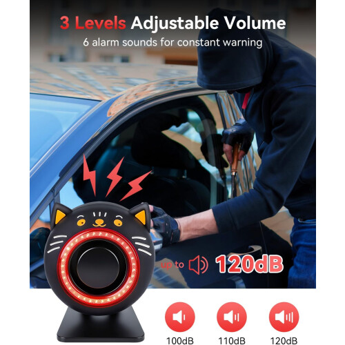 120dB Car Alarm System with Smart Motion Sensor, Wireless AntiTheft Security with LED Strobe Light and Remote for Cars, Trucks, SUVs 1