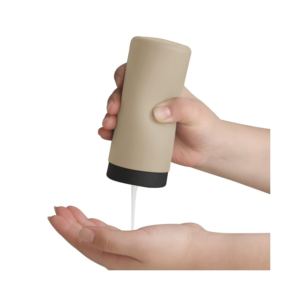 Silicone Soap Dispenser For Kitchen Sink, Soft Touch NoâDrip Refillable Bottle 8.5 Oz Taupe 9099447353481