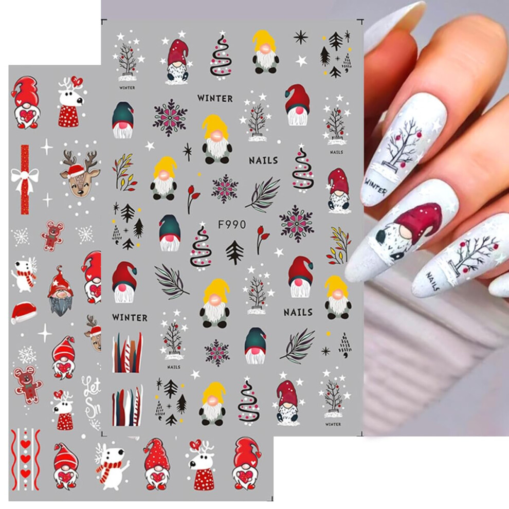 Christmas Nail Stickers 3D Santa Snowflake Self Adhesive Nail Decals for Holiday Acrylic Nails