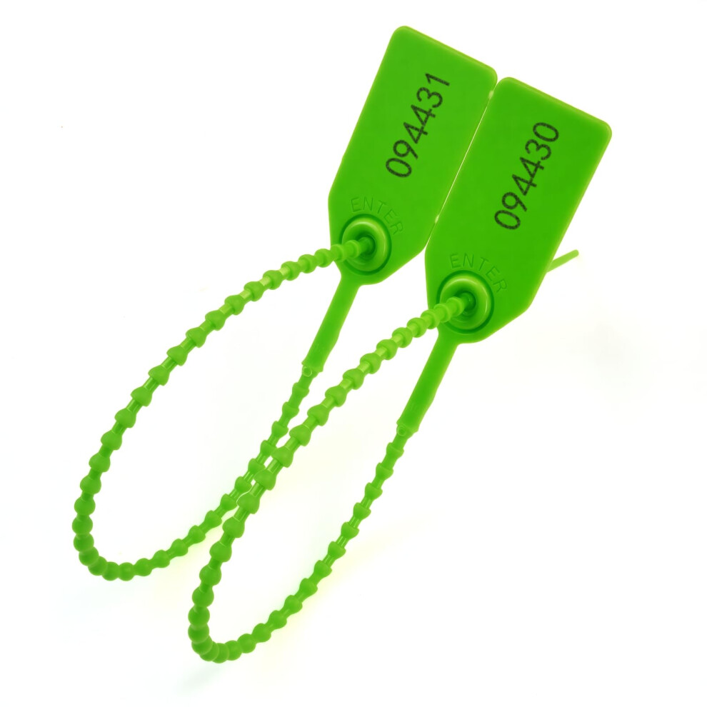 100Pcs Plastic Tamper Seals With Serial Numbers, Green Selflocking Security Zip Ties 250Mm For Fire Extinguishers, Trucks And Containers 9044945223866