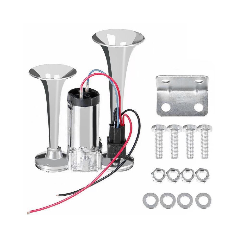 600Db Super Loud Dual Trumpet Car Air Horn Kit With Compressor, 12V Waterproof For Trucks Suvs Boats 9113335601796
