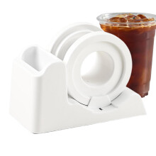 Heavy Duty Label Dispenser with Non Slip Base, Jam Tearoff and Compact Countertop Design for Bottles and Cups