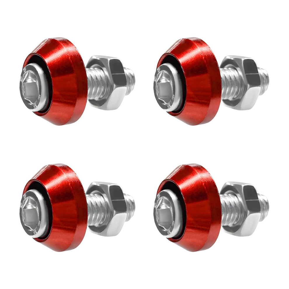License Plate Screws M6 Aluminum Red Decorative Bolts Corrosion Resistant Universal Vehicle Fit 9113335601840