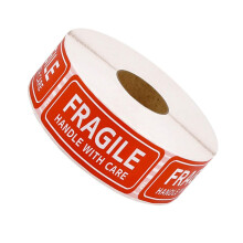 500pcs Fragile Labels Handle With Care Stickers Red Warning Self Adhesive for Boxes