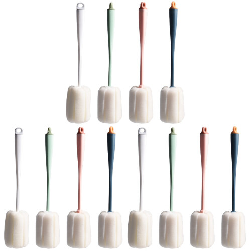 12Pièces Brosse Long Éponge Nettoyage Flacons 1