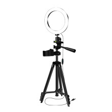 2Pièces Self Light Noir Anneau LED Clip Téléphone Trépied