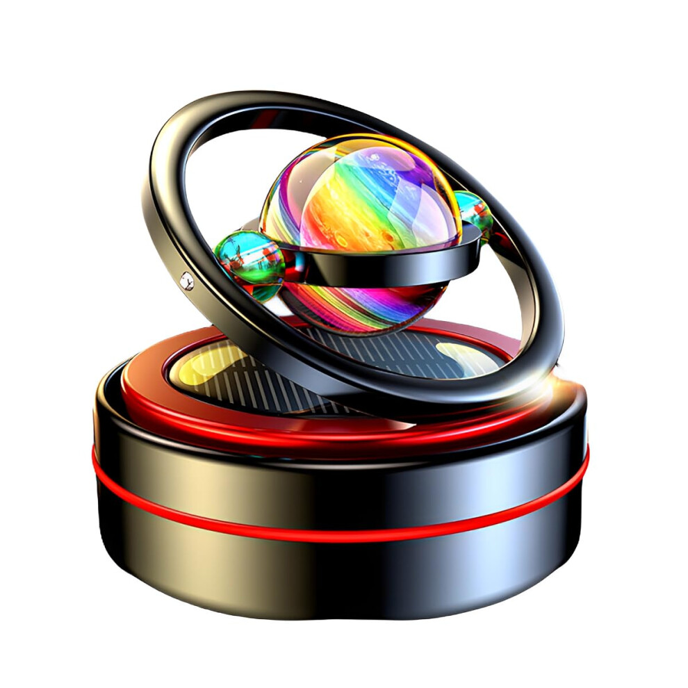 Solar Powered Rotating Car Air Freshener Galaxy Aroma Diffuser Ornament For Stress Relief Black 9113335601888