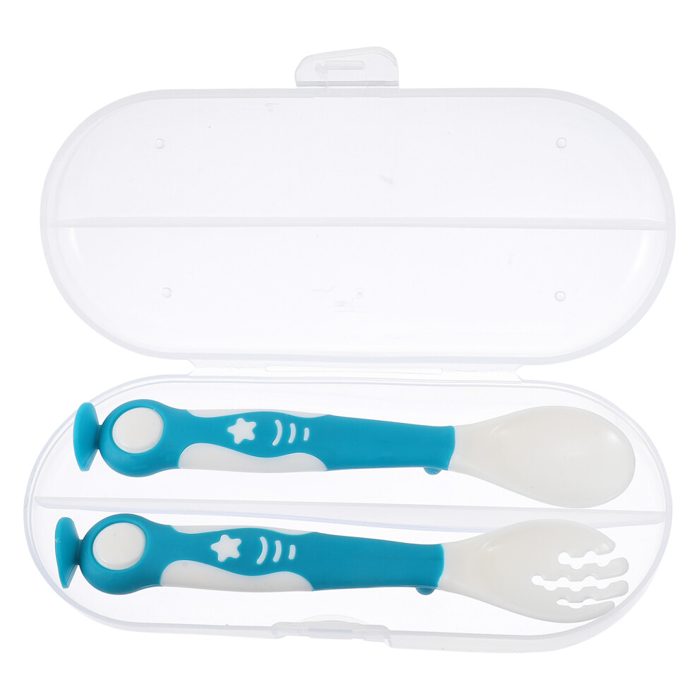 One Set Portable Flexible Baby Spoon And Fork For Feeding Inoomp