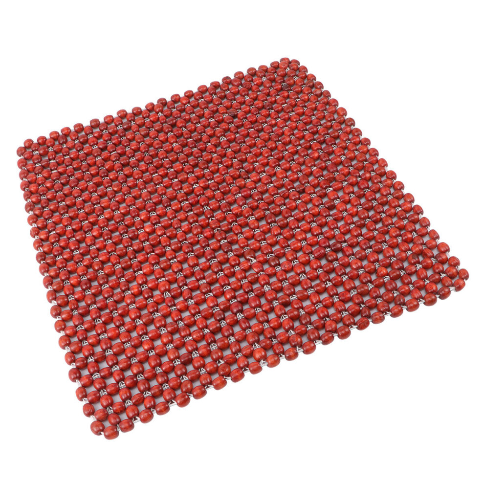 3Pcs Breathable Wood Bead Car Cushions Summer Cool Seat Covers Red 3631253735172