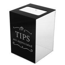 Black Acrylic Money Box for Tips and Donations with Lock