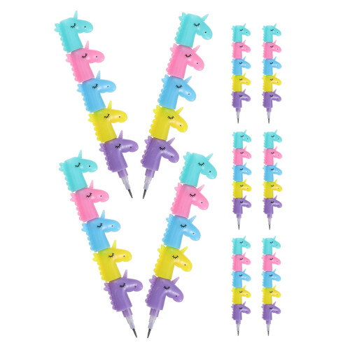 20Pcs Multi ABS Building Block Stackable Pencils Cute Kids Stationery 1