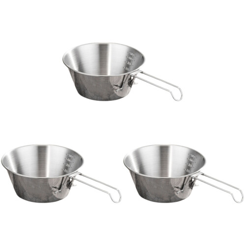 3 Sets Camping Bowl Titanium Cup Foldable 304 Stainless Steel 2