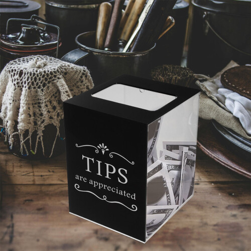 Black Acrylic Money Box for Tips and Donations with Lock 2