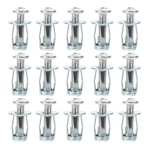 125Sets Galvanized Carbon Steel Petal Nut Inserts for Hardboard Silver 1