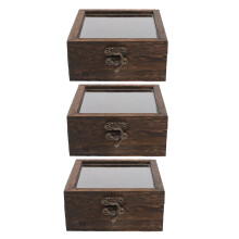 6Pcs Wood Butterfly Specimen Box Light Brown Clear Cover Display Case