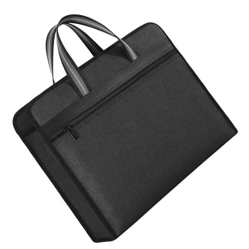 2Pcs Black Canvas Document Carrier Zippered File Tote for Home Use 2