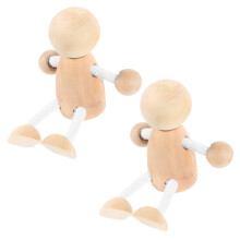 4Pcs DIY Wood Puppets Khaki Color Lightweight Smooth Surface Dolls
