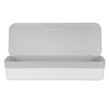 Grey Pet Cutlery Holder Plastic Storage Box with Lid for Home