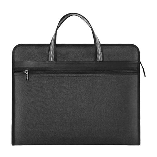 2Pcs Black Canvas Document Carrier Zippered File Tote for Home Use 1