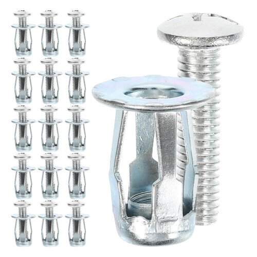 125Sets Galvanized Carbon Steel Petal Nut Inserts for Hardboard Silver 2