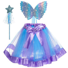 2Sets Lightweight Mesh Tutu Skirt with Butterfly Wings Princess Outfit