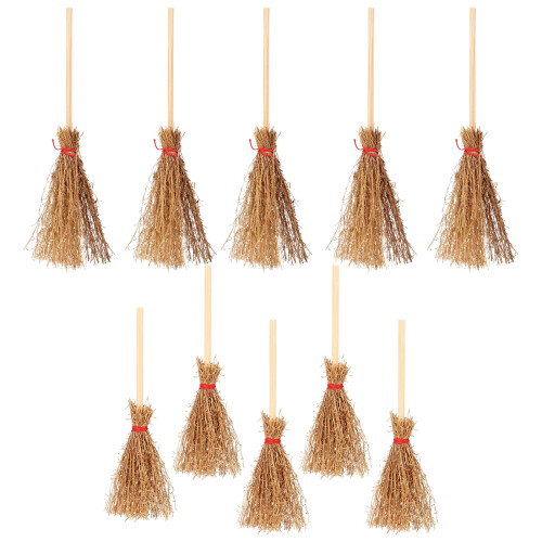 50Pcs Miniature Witch Brooms Brown Beech Wood Tiny Decorative Props 1