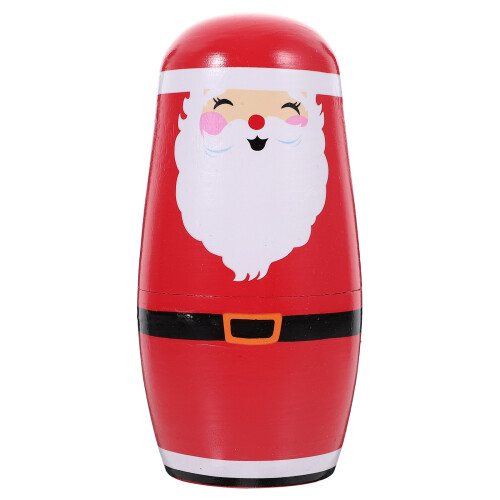 2 Sets Christmas Russian Nesting Doll 5-Layer Wooden Stacking Gift 2