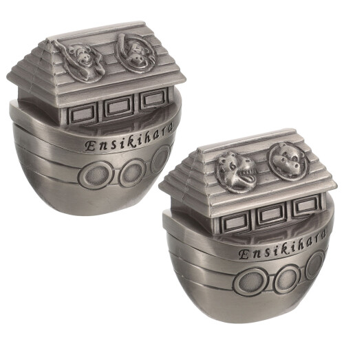 4Pcs Dark Brown Metal Baby First Tooth Curl Keepsake Organizer Box