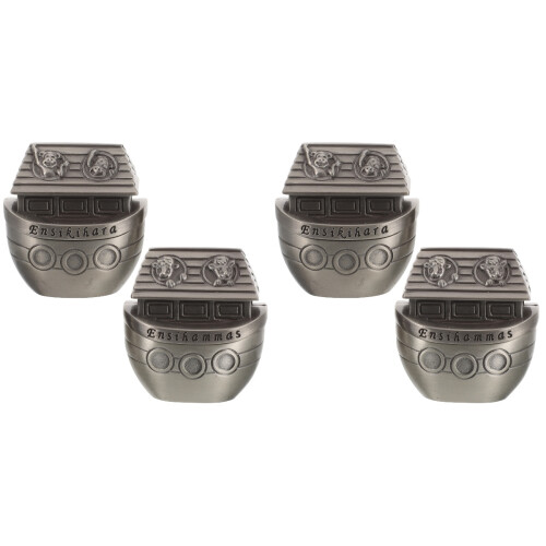 4Pcs Dark Brown Metal Baby First Tooth Curl Keepsake Organizer Box 2
