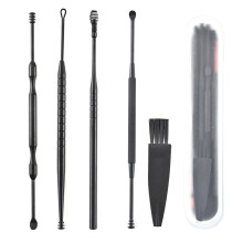 10Pcs Durable Stainless Steel Ear Spoon Black for Safe Ear Wax Removal