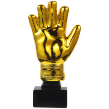 2Pcs Goalkeeper Resin Trophy Glove Shape Soccer Award With Base Golden