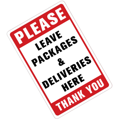 Set Of 5 Package Sticker Label Leave Here Reminder Flat Surface 1