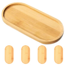 10Pcs Indoor Wood Plant Pot Trays Khaki Oval Water Collector Saucer
